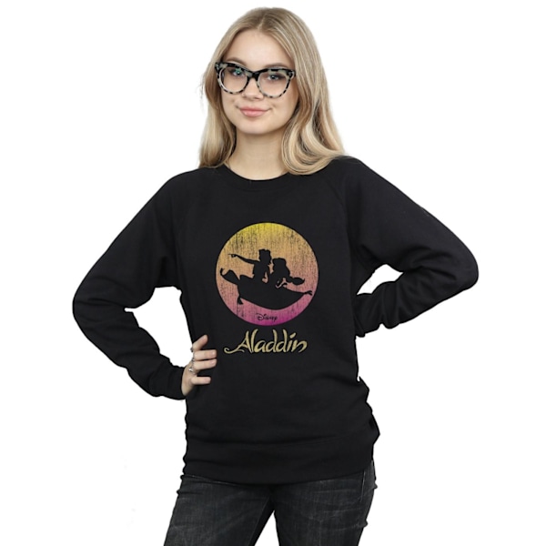 Disney Dam/Kvinnor Aladdin Flygande Solnedgång Sweatshirt S Svart Black S