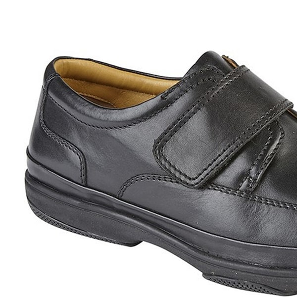 Roamers herr läder bred passform touch fäste casual skor 9 UK Black 9 UK
