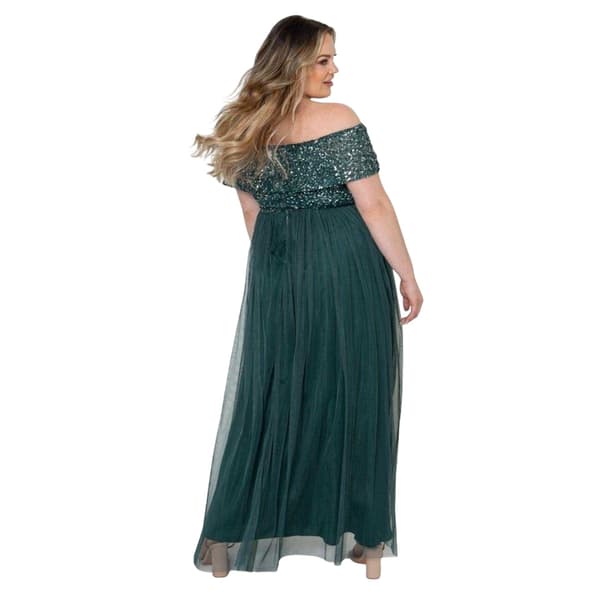 Deluxe Dam Maxi Off Shoulder Klänning 6 UK Emerald Emerald 6 UK