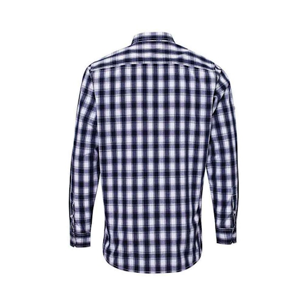 Premier Mens Mulligan Rutig Bomullsskjorta Långärmad M Vit White/Navy M