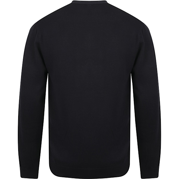 Henbury Herr V-ringad knapp fin stickad kofta 4XL Marinblå Navy 4XL