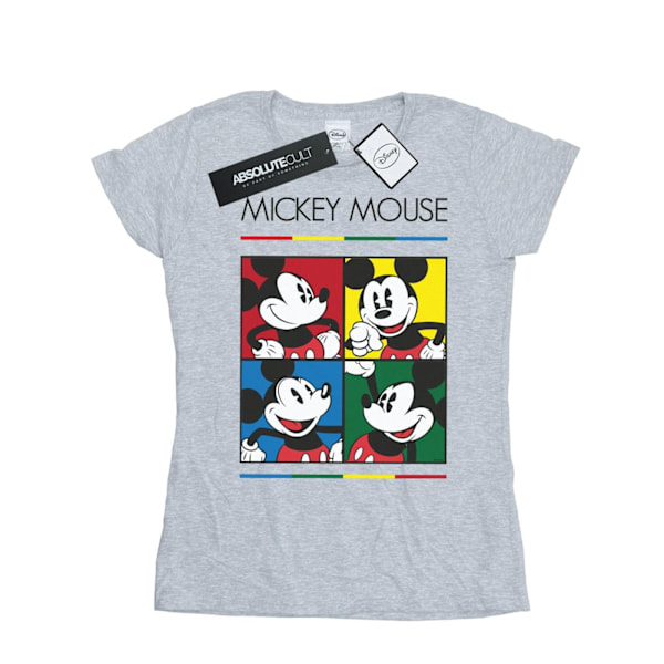 Disney Dam/Kvinnor Mickey Mouse Fyrkantig Färg Bomull T-shirt Sports Grey L