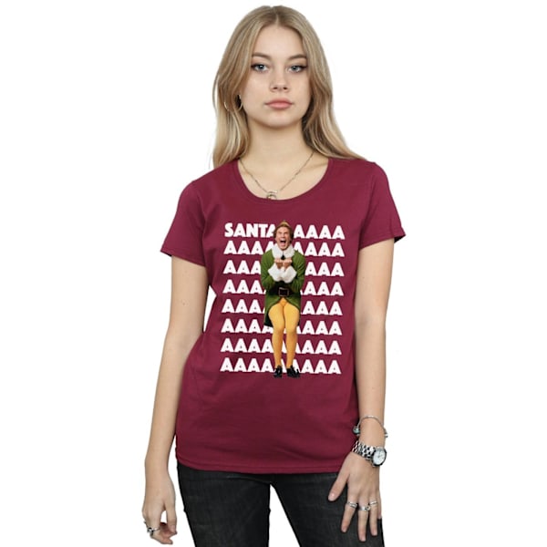 Elf Dam/Damer Buddy Santa Scream Bomull T-shirt XXL Bourgogne Burgundy XXL