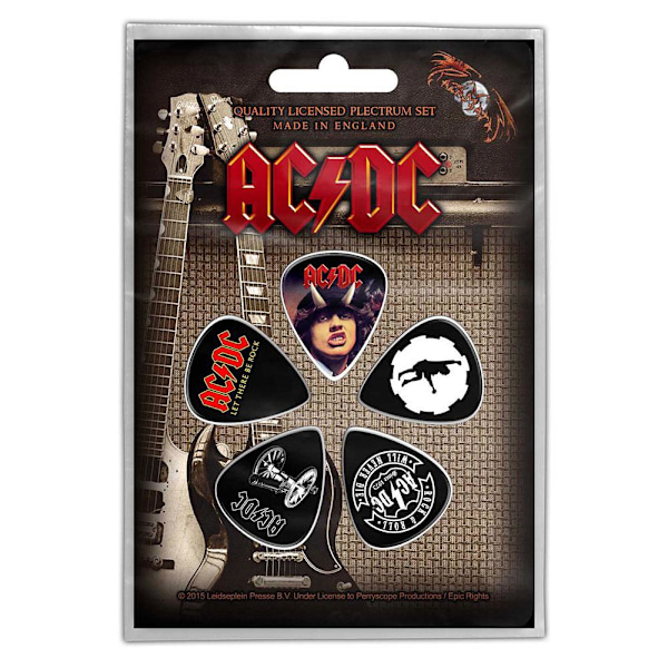 AC/DC plektrum (5-pack) One Size Svart/Vit Black/White One Size
