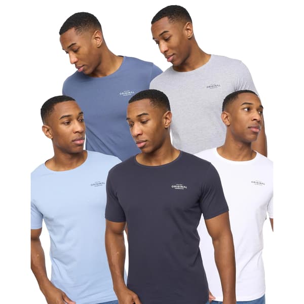 Crosshatch Herr Basicnatural T-shirt (5-pack) S Vit/Marinblå/D White/Navy/Denim/Blue/Grey Marl S