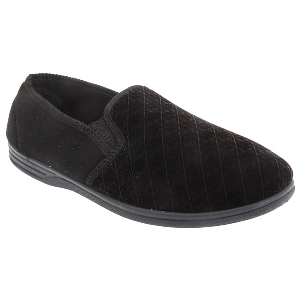 Zedzzz herr Kevin Velour tvillingkil Slippers 12 UK Svart Black 12 UK