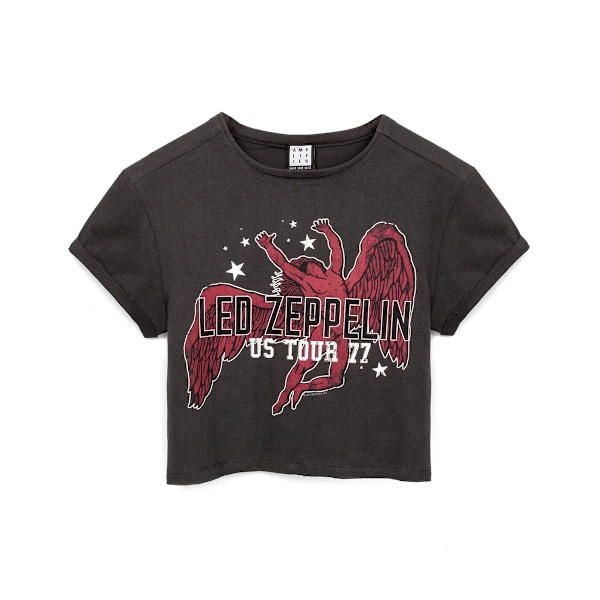 Amplified Womens/Ladies Icarus US 77 Tour Led Zeppelin Crop Top Charcoal S