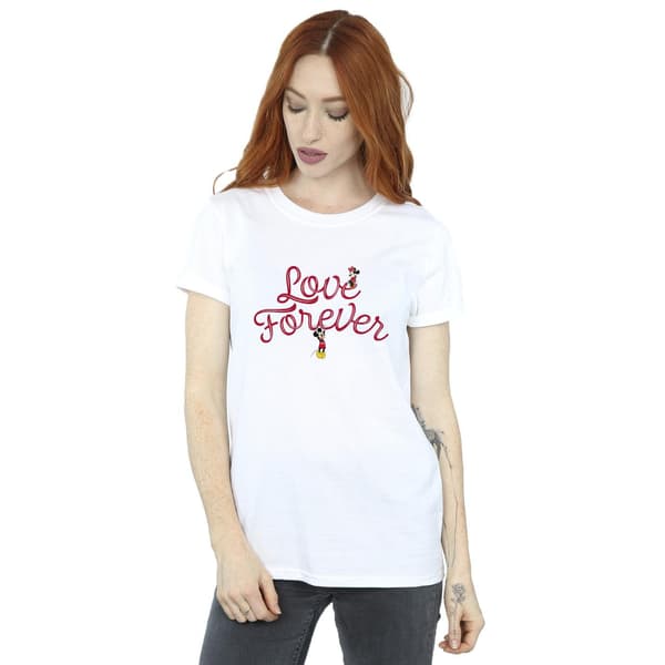 Disney Dam/Dam Mickey Mouse Love Forever Bomull Boyfriend White M