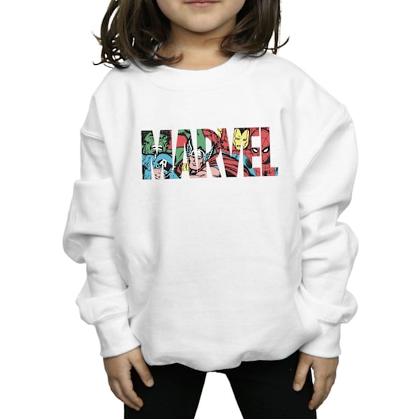 Marvel Comics Girls Logo Character Infill Sweatshirt 7-8 år White 7-8 Years