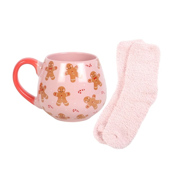 Something Different Pepparkaksgubbe Mugg och Strumpset Storlek One Size P Pink/Brown/Red One Size