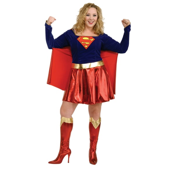 Supergirl Dam/Dam Plus Kostym One Size Röd/Blå Red/Blue One Size