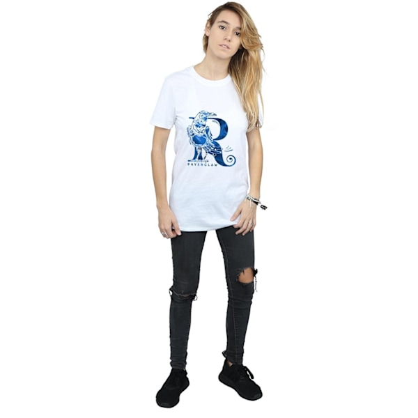 Harry Potter Dam/Kvinnor Ravenclaw Raven Bomull Boyfriend T-S White 3XL