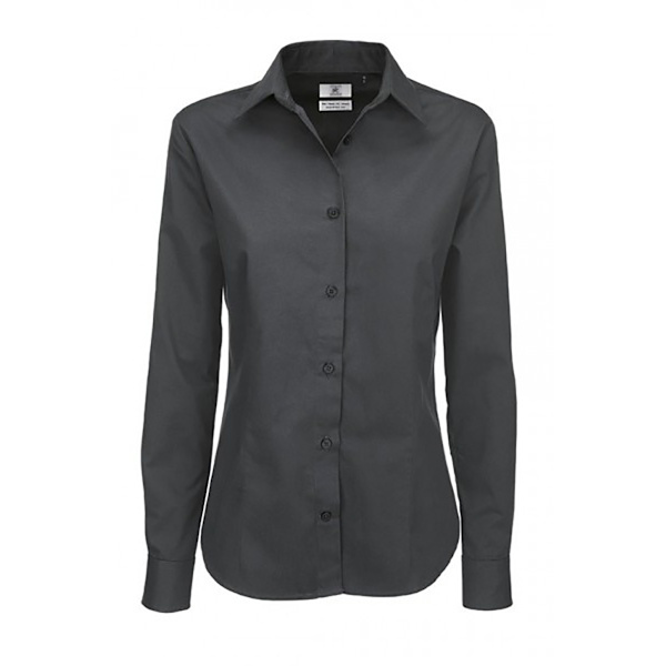 B&C Dam/Damer Sharp Twill Långärmad Skjorta 4XL Mörkgrå Dark Grey 4XL
