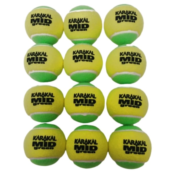 Karakal Mid tennisbollar (paket med 12) One Size gul/grön Yellow/Green One Size