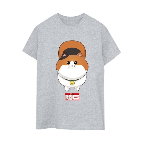 Disney Dam/Kvinnor Big Hero 6 Baymax Kattunge Ansikte Bomull Pojkvän T-shirt Sports Grey 3XL