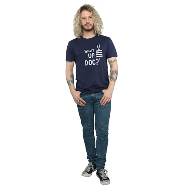 Looney Tunes herr What´s Up Doc Bugs Bunny randig bomull T-shirt Navy Blue L