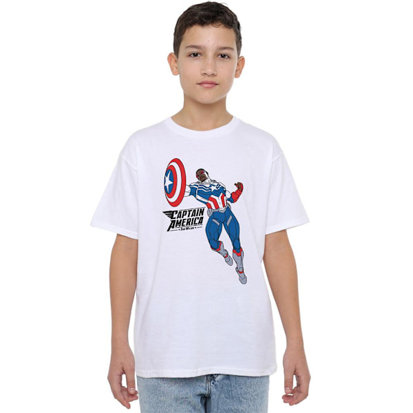 Captain America Barn/Barn Sam Wilson Klotter T-Shirt 12-13 White 12-13 Years
