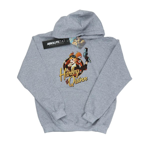 DC Comics Herr DC Bombshells Harley Quinn Badge Hoodie XXL Värme Heather Grey XXL