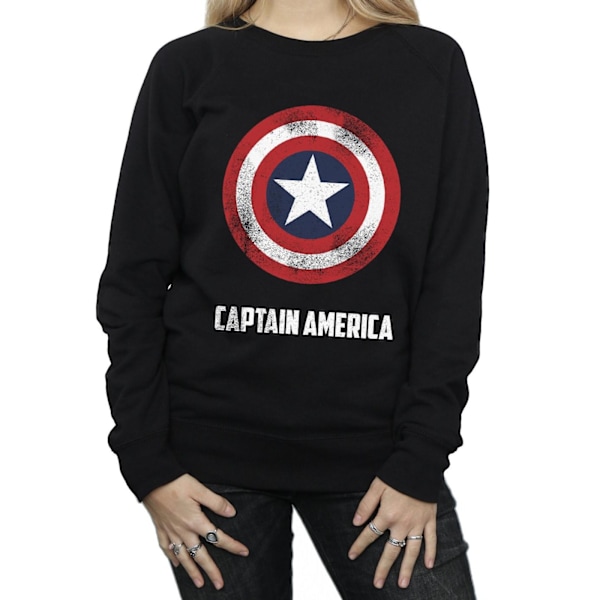 Marvel Dam/Kvinnor Captain America Shield Text Sweatshirt S B Black S