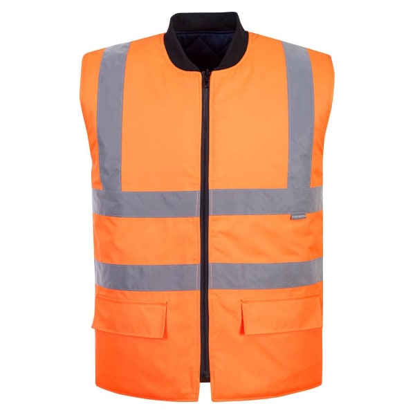 Portwest Mens Reversible Hi-Vis Safety Body Warmer 4XL Orange Orange 4XL