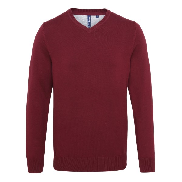 Asquith & Fox Mens Cotton Rich V-Neck Sweater S Burgundy Burgundy S
