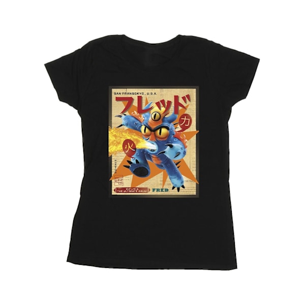 Disney Dam/Kvinnor Big Hero 6 Baymax Fred Tidning Bomull T- Black L