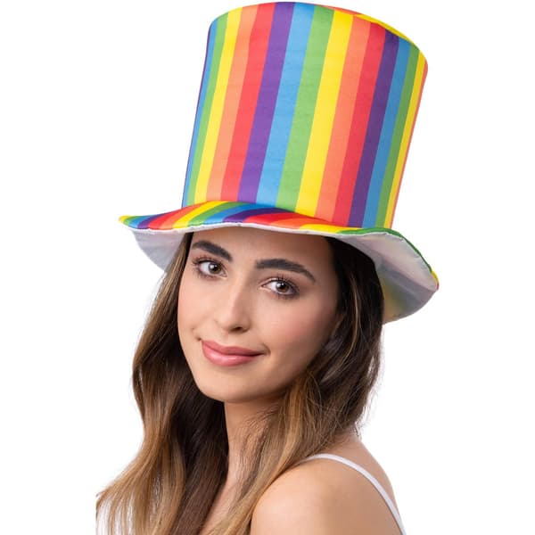 Smiffys Deluxe Pride Regnbågsrandig Hög Hatt One Size Multicolo Multicoloured One Size