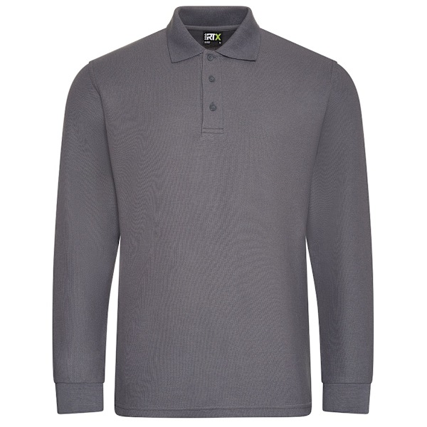 PRO RTX Herr Pro Piqué Långärmad Poloskjorta 4XL Solid Grey Solid Grey 4XL