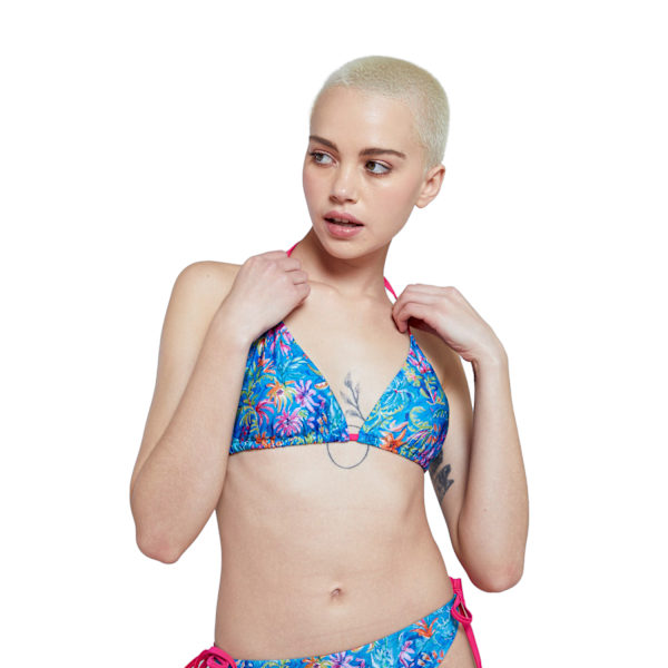 Animal Womens/Ladies Riviera Printed Recycled Bikini Top 24 UK Blue 24 UK