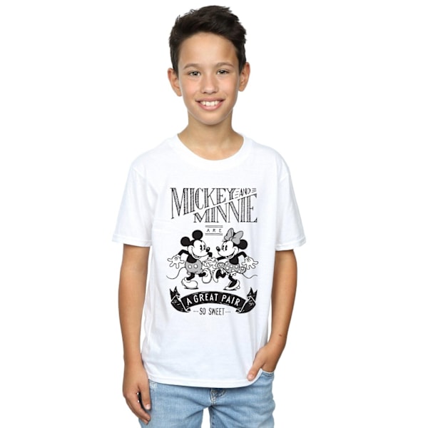 Disney Boys Mickey och Minnie Mouse Great Pair T-shirt 7-8 år White 7-8 Years