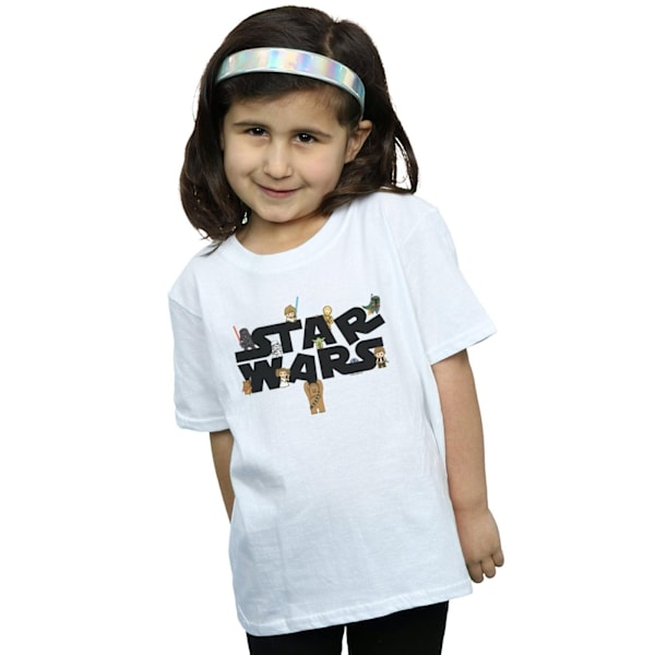 Star Wars T-shirt för flickor med logotyp, bomull, 9-11 år, vit White 9-11 Years