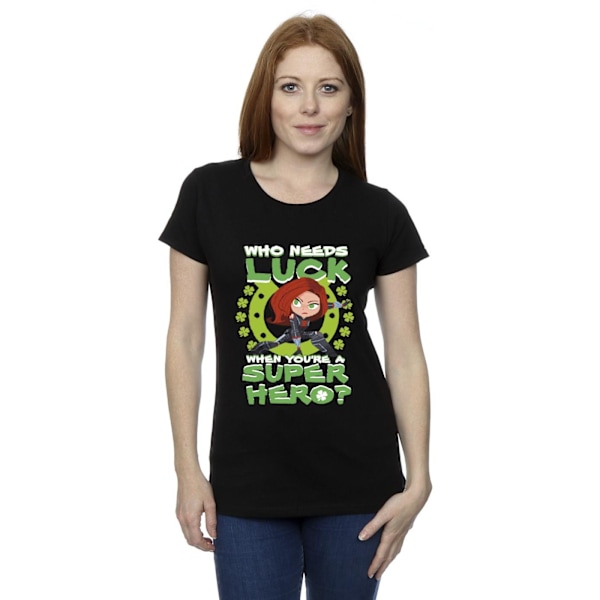 Marvel Womens/Ladies St Patrick´s Day Black Widow Luck Bomull T-shirt Black L