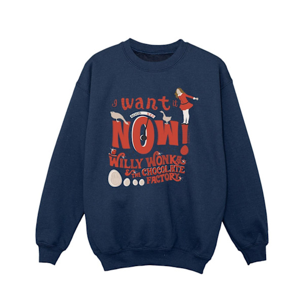 Willy Wonka Flickor Verruca Salt Jag Vill Ha Den Nu Sweatshirt 5-6 År Navy Blue 5-6 Years