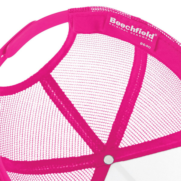 Beechfield Herr Halv Mesh Trucker Cap / Huvudbonad En Storlek Svart Black/Fuchsia One Size