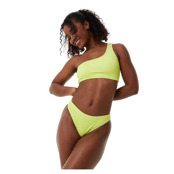 Jack Wills Dam Asymmetrisk Crinkle Bikini Topp 8 UK Lime Lime 8 UK