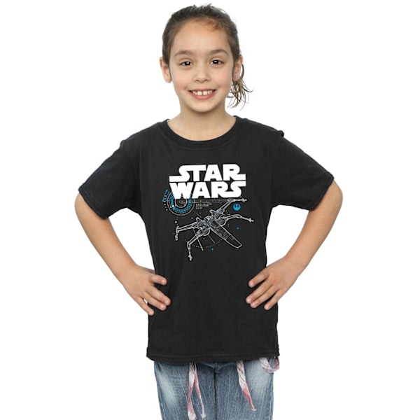 Star Wars Girls The Last Jedi X-Wing Bomull T-shirt 7-8 år B Black 7-8 Years