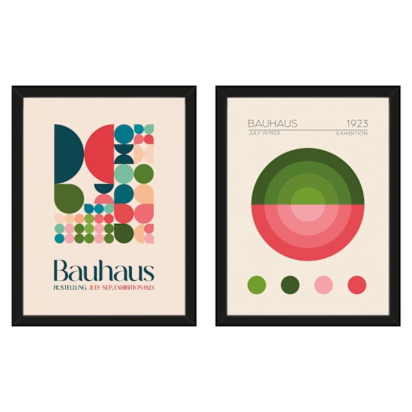 Emel Tunaboylu Bauhaus Kutular 2 Bauhaus Grön Cirkel Inramad Pr Black/Multicoloured 40cm x 30cm
