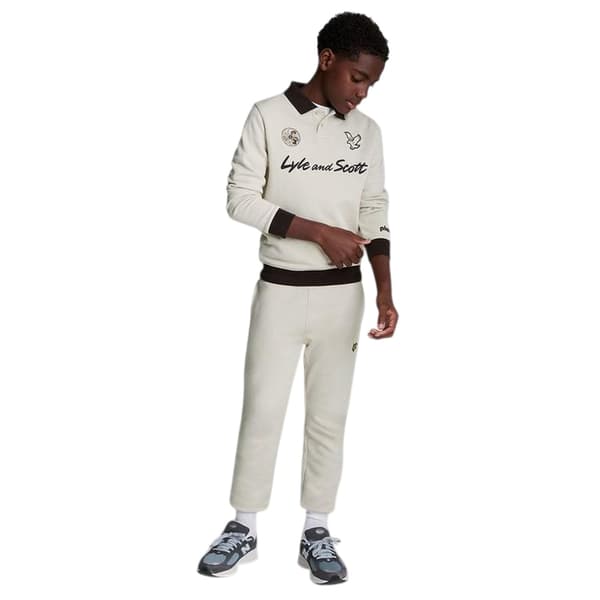 Lyle & Scott Pojkar Logotyp Kragad Tröja 8-9 År Beige Beige 8-9 Years