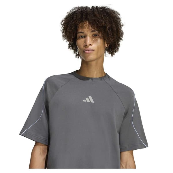 Adidas Herr T-shirt med kontrastpasspoal, normal passform S Grå/Blå Grey/Blue S