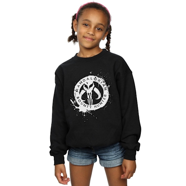 Star Wars Girls The Mandalorian Bounty Hunter Splatter Skull Sw Black 7-8 Years