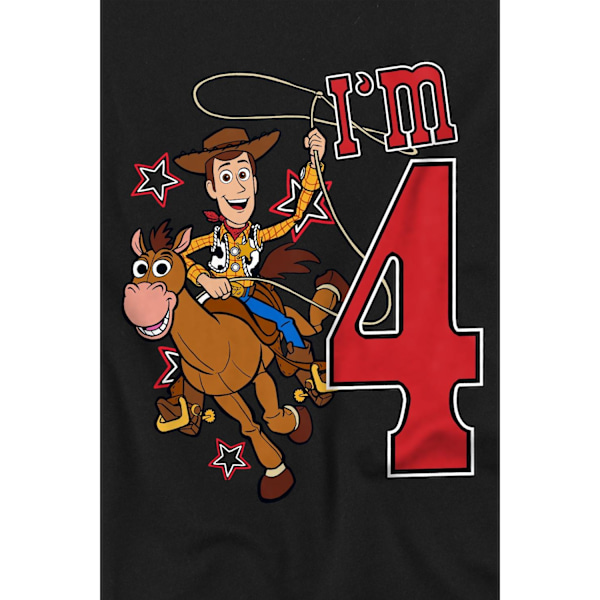 Toy Story Barn/Barn I´m 4 Woody Födelsedags T-Shirt 3-4 År Black 3-4 Years