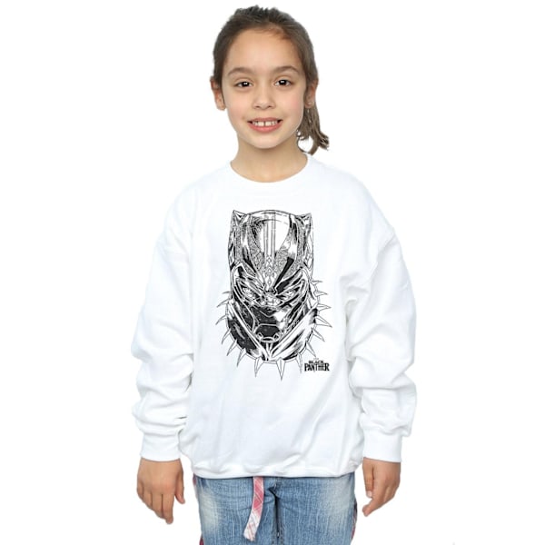 Marvel Girls Black Panther Spray Headshot Sweatshirt 12-13 år White 12-13 Years