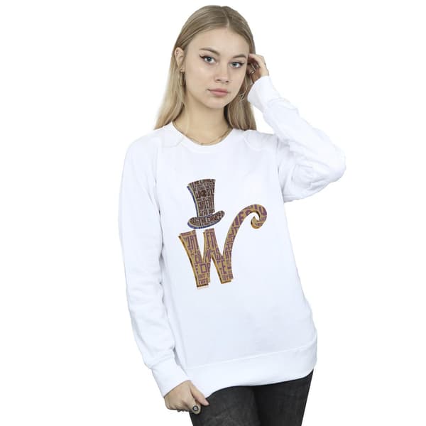 Willy Wonka Dam/Damer W Logotyp Hatt Sweatshirt S Vit White S
