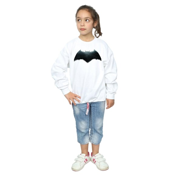 DC Comics Girls Justice League Movie Batman Emblem Sweatshirt 5 White 5-6 Years