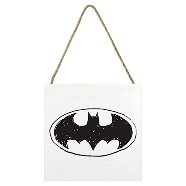 Batman Fun Sketch Logo Träblock 20cm x 20cm Vit/Svart White/Black 20cm x 20cm