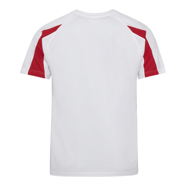 Just Cool Mens Contrast Cool Sports Plain T-Shirt XL Arctic Whi Arctic White/Fire Red XL
