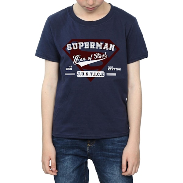 DC Comics Boys Superman Man Of Steel T-Shirt 5-6 år Marinblå Navy Blue 5-6 Years