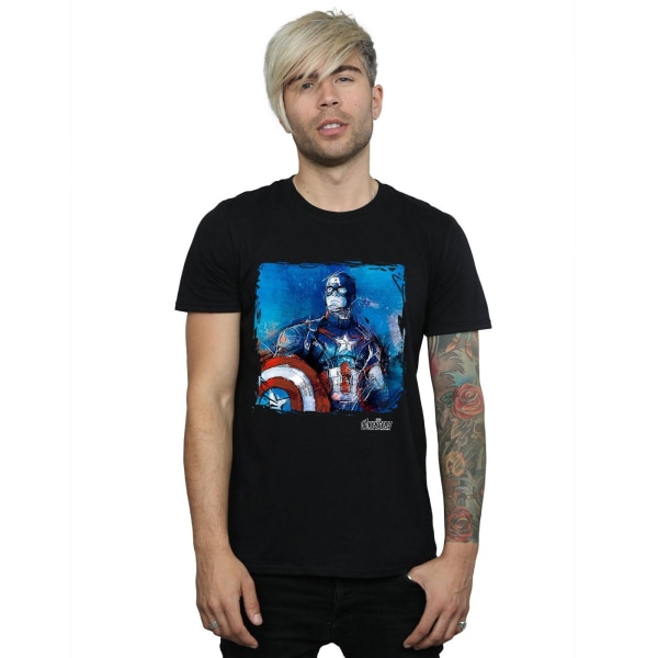 Captain America Mens Art Bomull T-shirt L Svart Black L