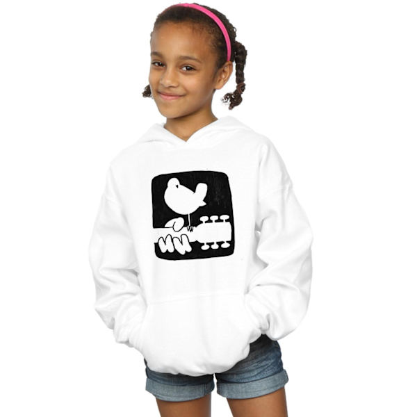 Woodstock Girls Guitar Logo Hoodie 7-8 år Vit White 7-8 Years