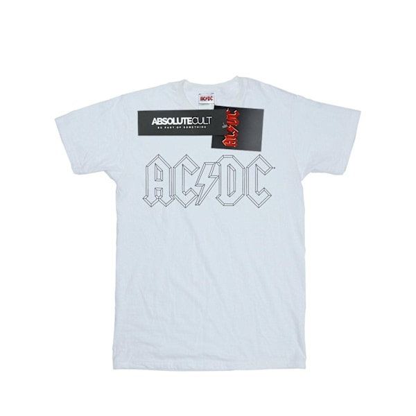 AC/DC Boys Black Outline Logo T-Shirt 9-11 år Vit White 9-11 Years